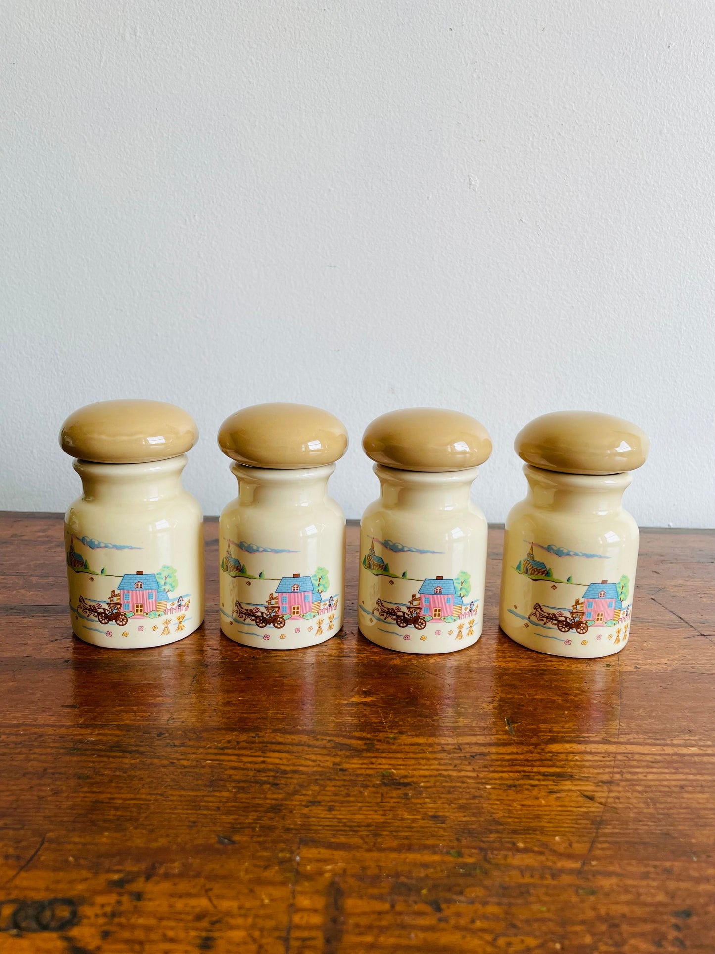 Heartland International Stoneware Spice Jars with Lids - Set of 4