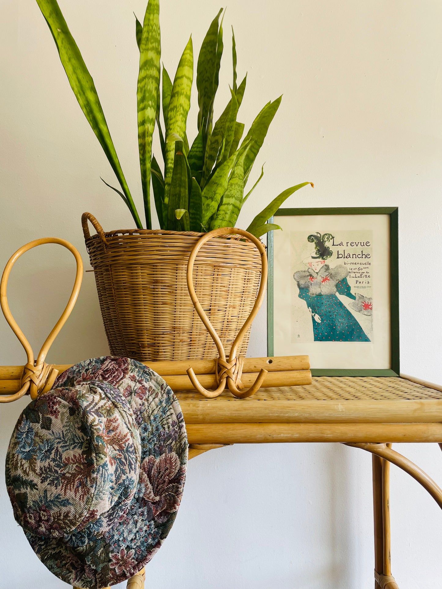 Large Wicker & Bamboo Square Base Basket with Handles - Makes a Great Plant Holder!