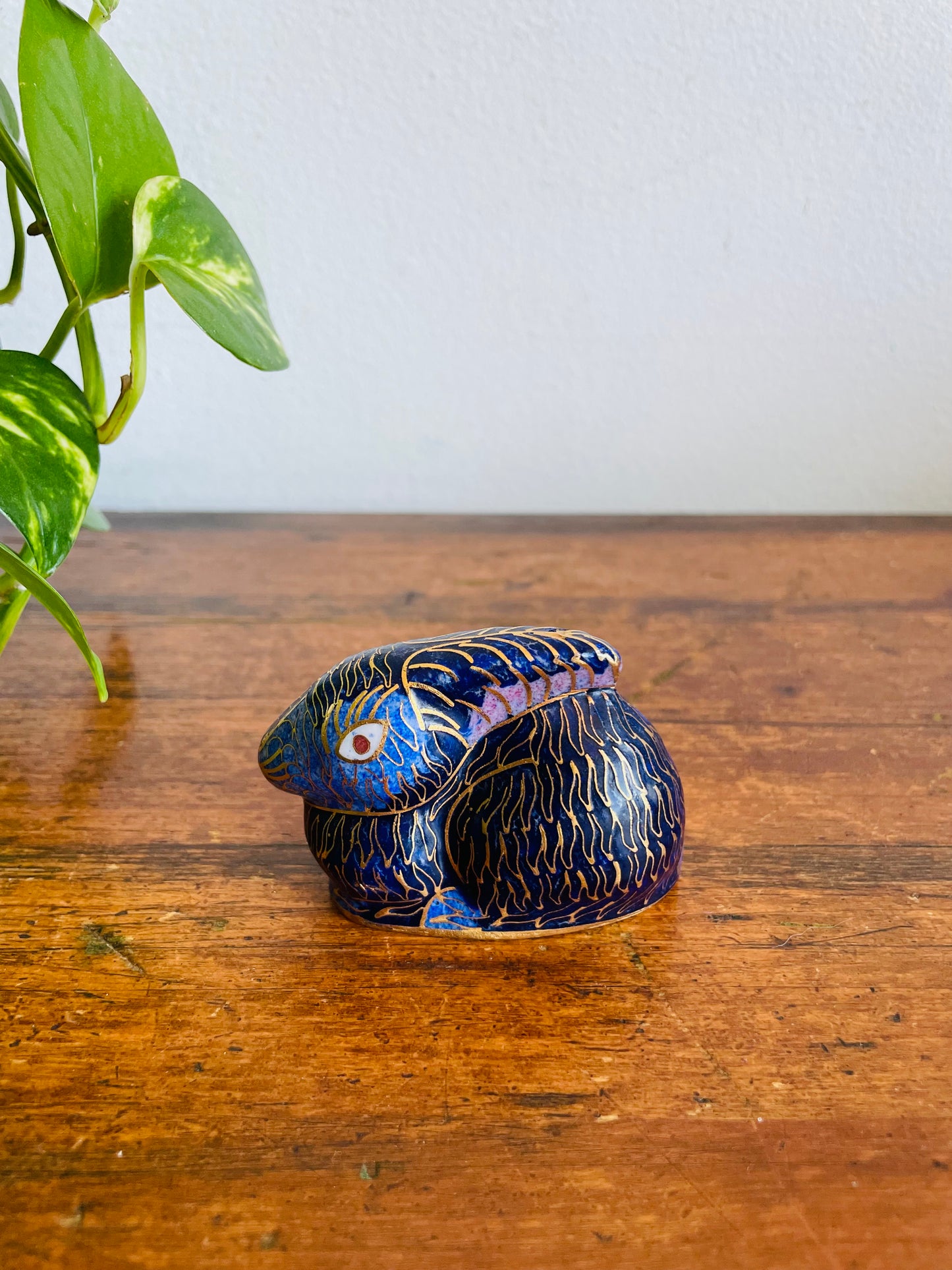 Vintage Miniature Cloisonne Enamel Bunny Rabbit Animal Figurine
