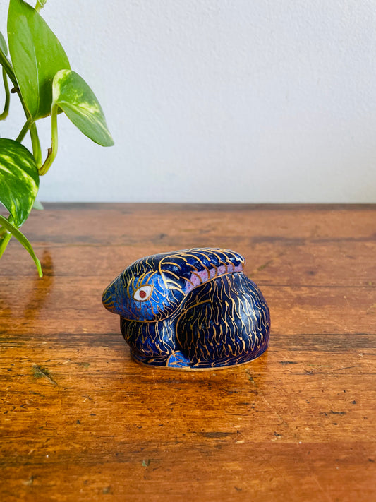 Vintage Miniature Cloisonne Enamel Bunny Rabbit Animal Figurine