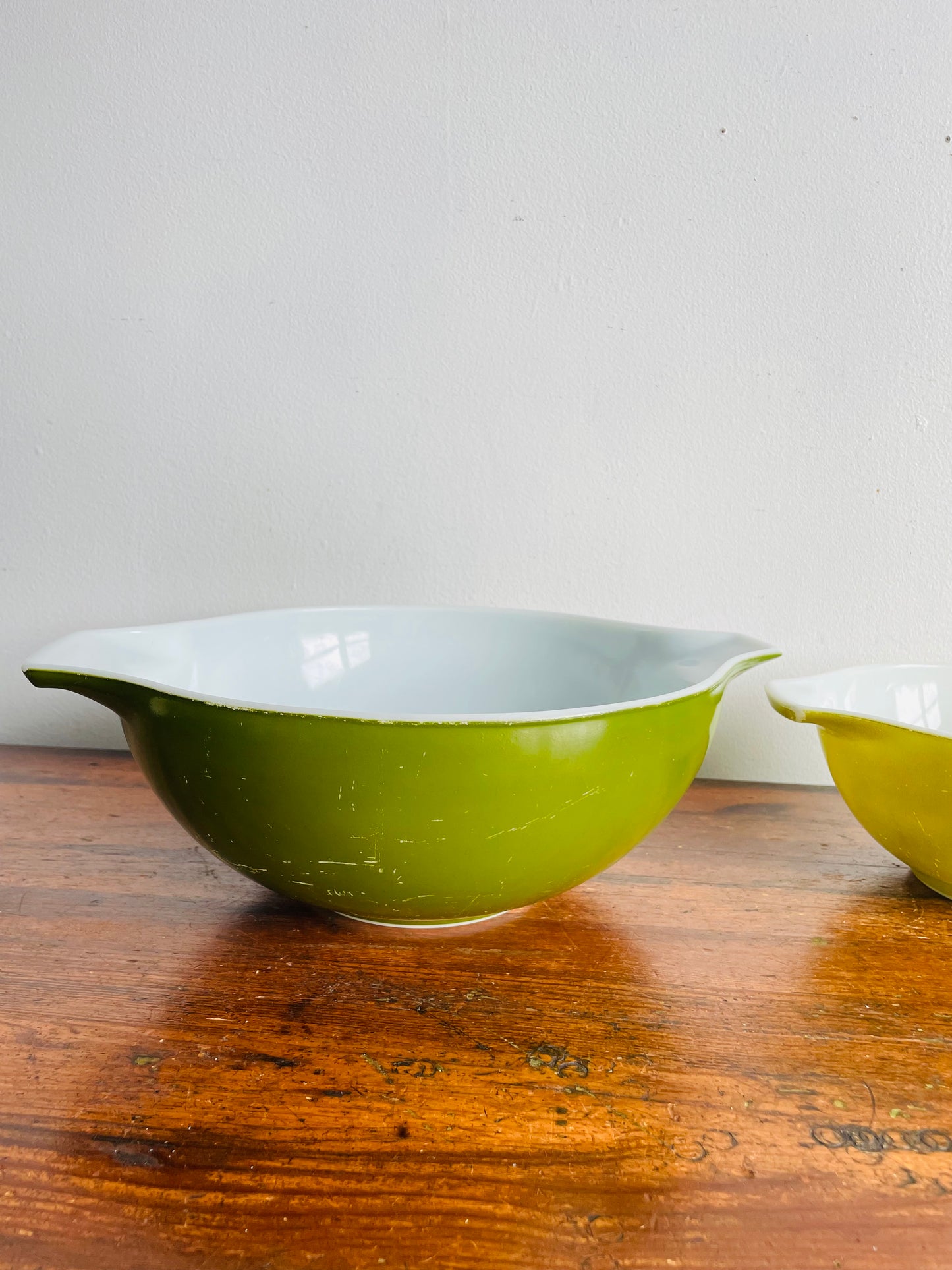 Vintage Pyrex Verde Avocado Green Cinderella Nesting Bowls - Set of 3