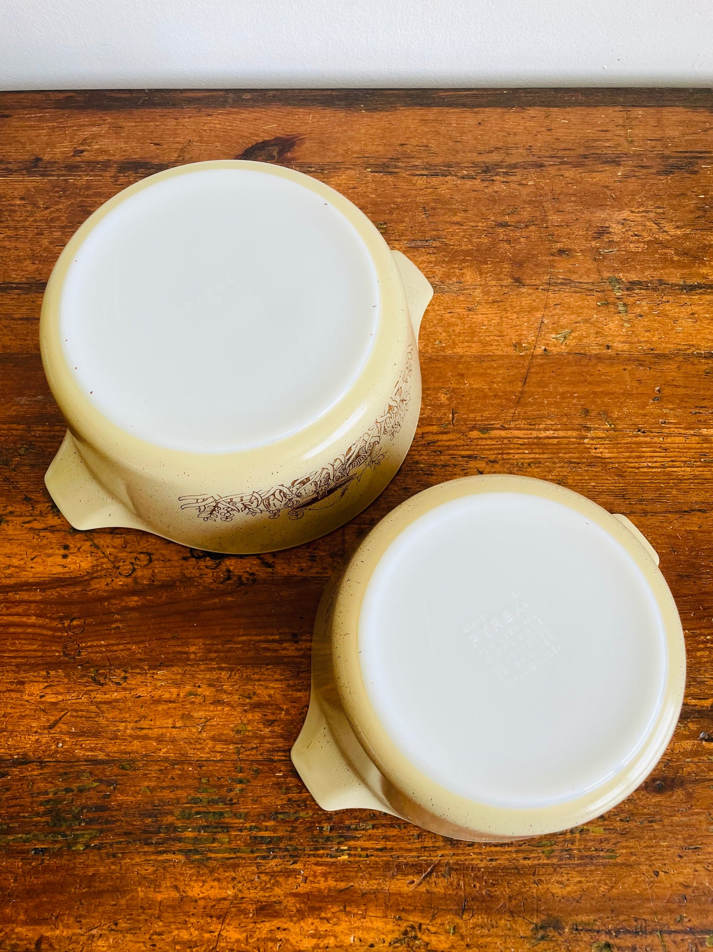 Vintage Pyrex 475-B & 474-B Mushroom Forest Fancies Casserole Mixing Bowl Dishes - Set of 2 - 2.5 & 1.5 Litres