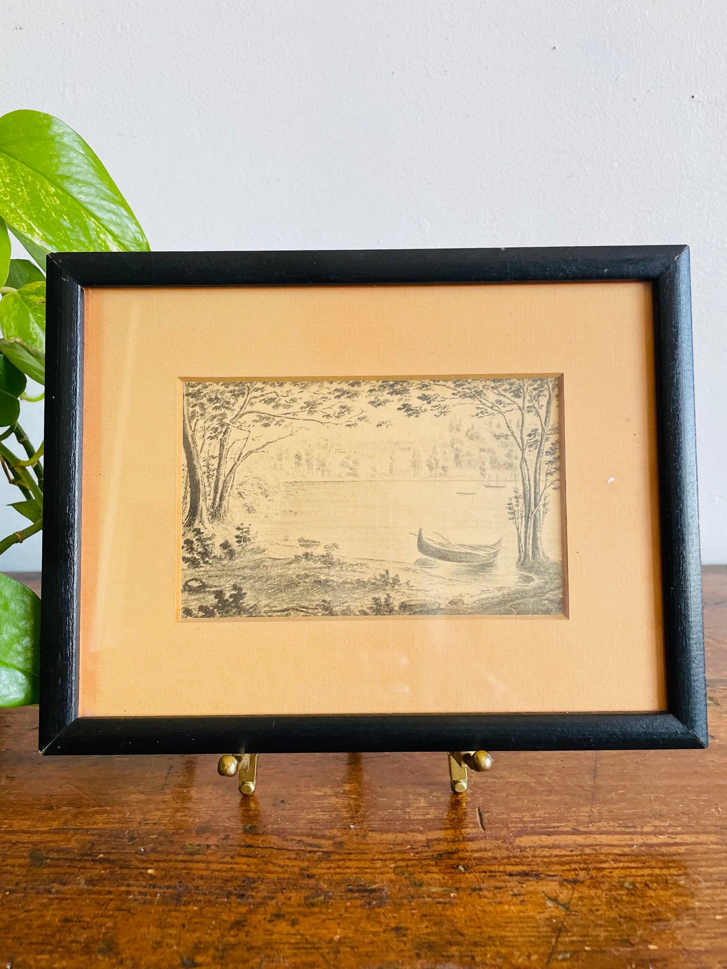 Vintage Print Picture of Canoe in Lake "Blythe from the Opposite Shore" From the Original Anne Langton Sketches Fenelon Falls Public Library Collection - Ontario, Canada