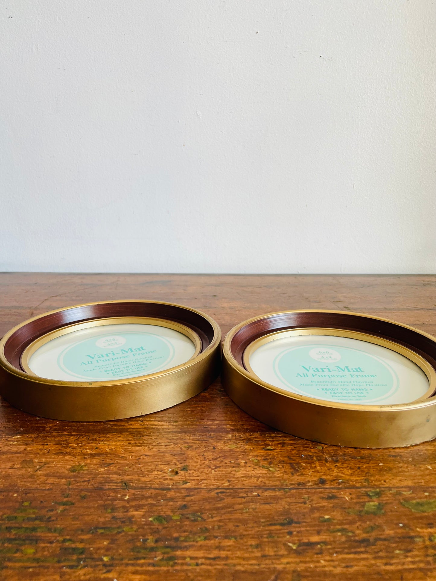 Vintage Round Gold & Brown Vari-Mat All Purpose Picture Frames - Hope Picture & Frame Co. Michigan - Set of 2