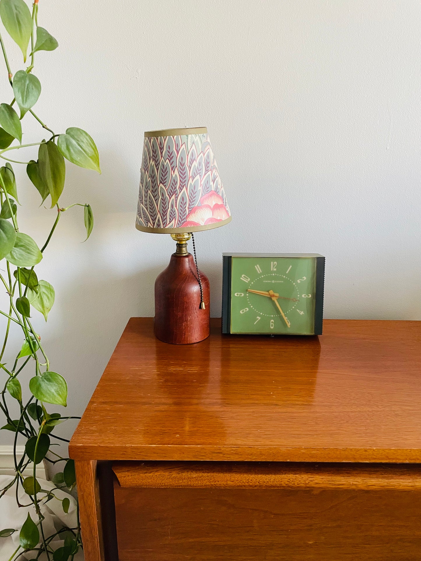 Small Mid-Century Modern Teak Wood Table Lamp