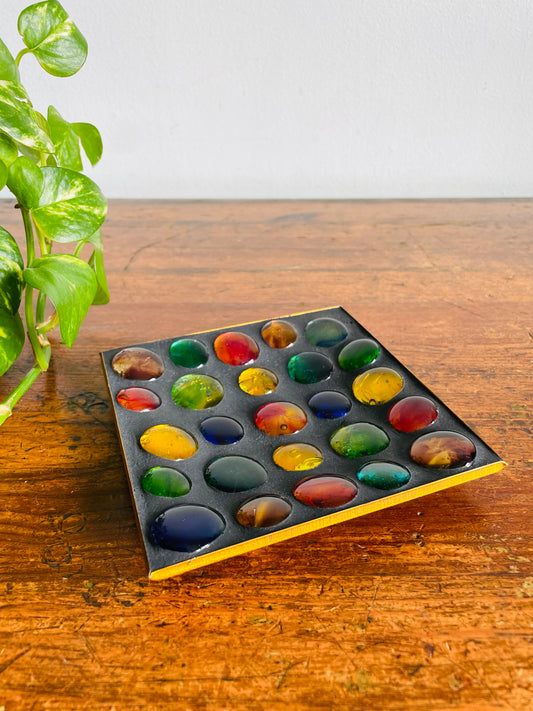 Vintage 1960s Multicoloured Glass Cabochon Pebble Catchall Trinket Dish