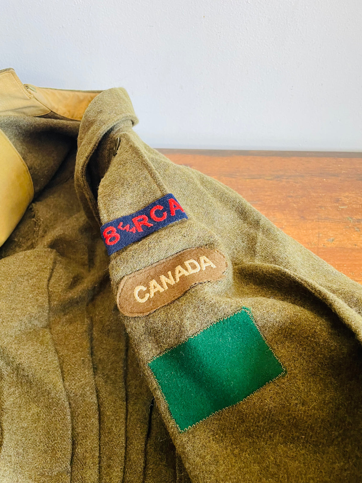 Vintage WW2 1943 Battle Dress Blouse Serge Wool Shirt - Size 6 - 8 LAA RCA - 8th Light Anti-Aircraft Regiment - Royal Canadian Artillery - Made by Hyde Park Clothes Limited Montreal