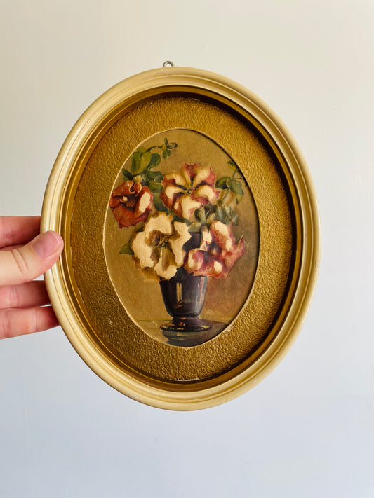 Atlas Embossed Picture Co. "Embossarts" Pictures in Third Dimension - Flowers in Oval Frame