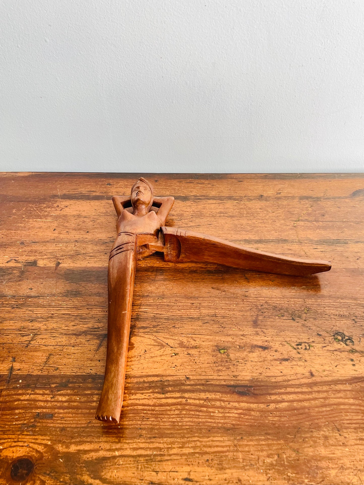 Vintage Nude Lady Wood Nutcracker #1 - Leg Opens & Closes to Crack Nuts - Saucy Tiki Bar Decor