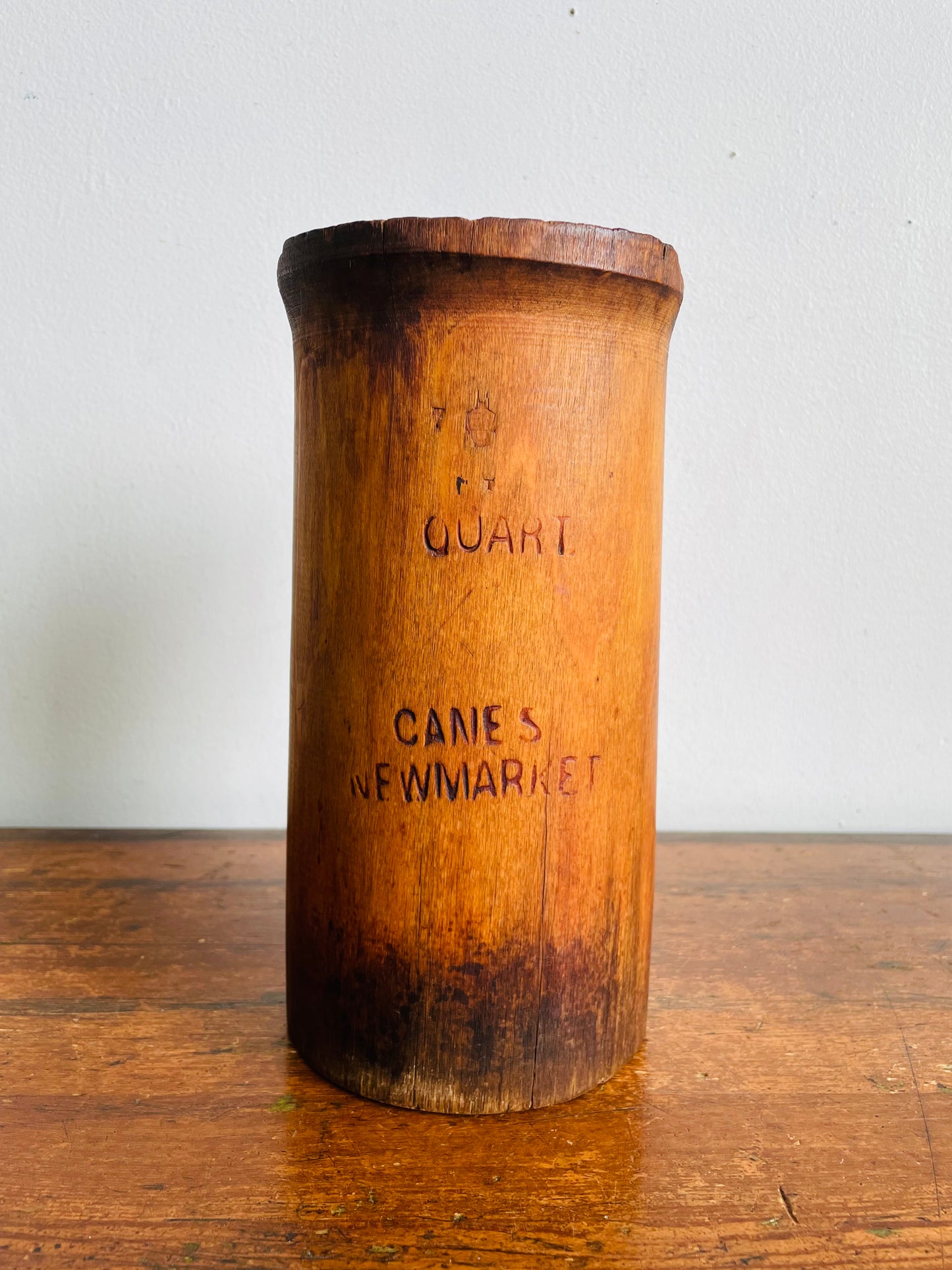 Vintage Wood Quart Treen Noggin Pitcher Water Jug with Handle - Newmarket, Ontario, Canada - Hollowed Out Tree Trunk