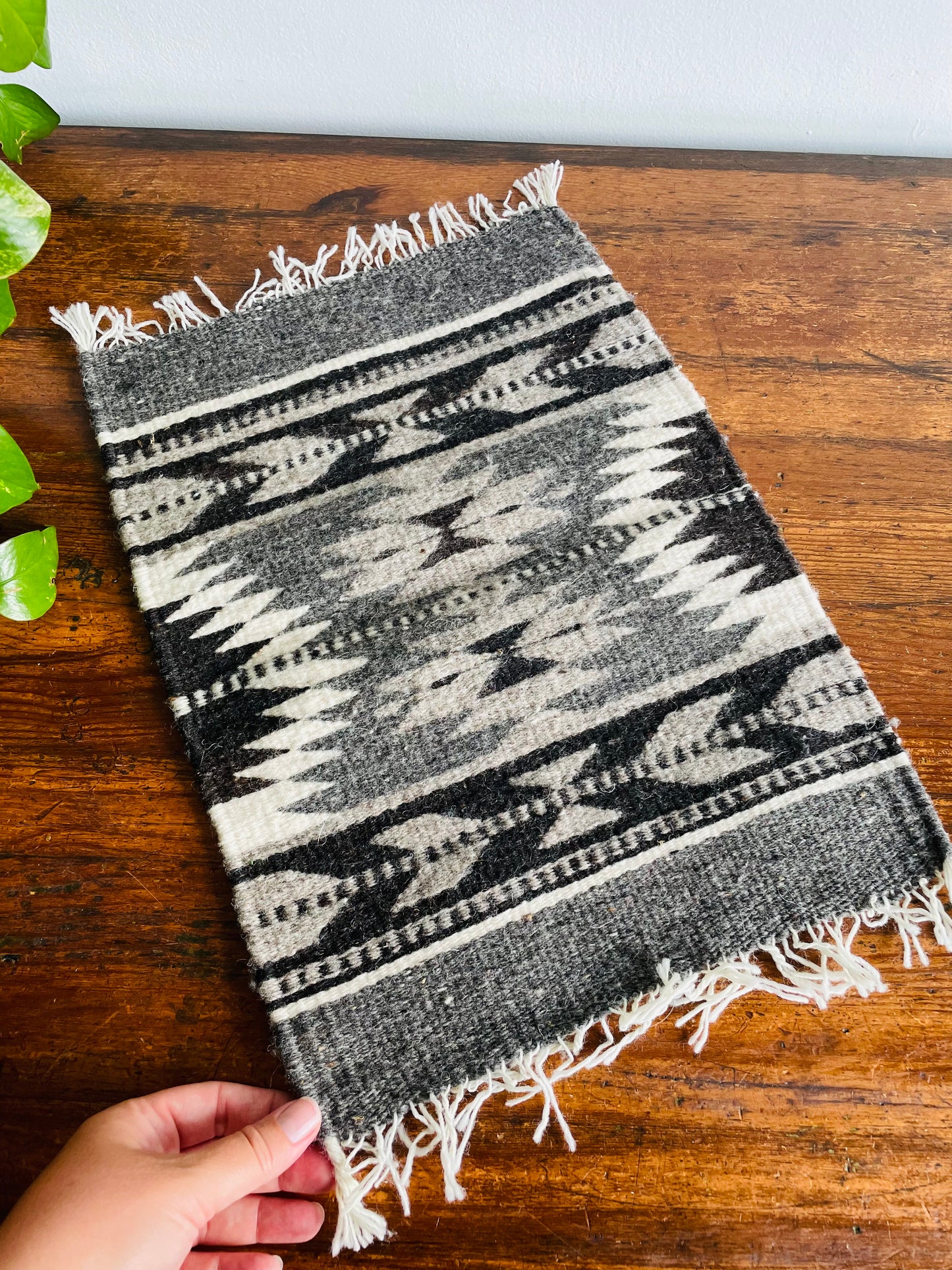 Mexican Woven Wool Placemat, Mini Runner, or Trivet Textile with Fringe