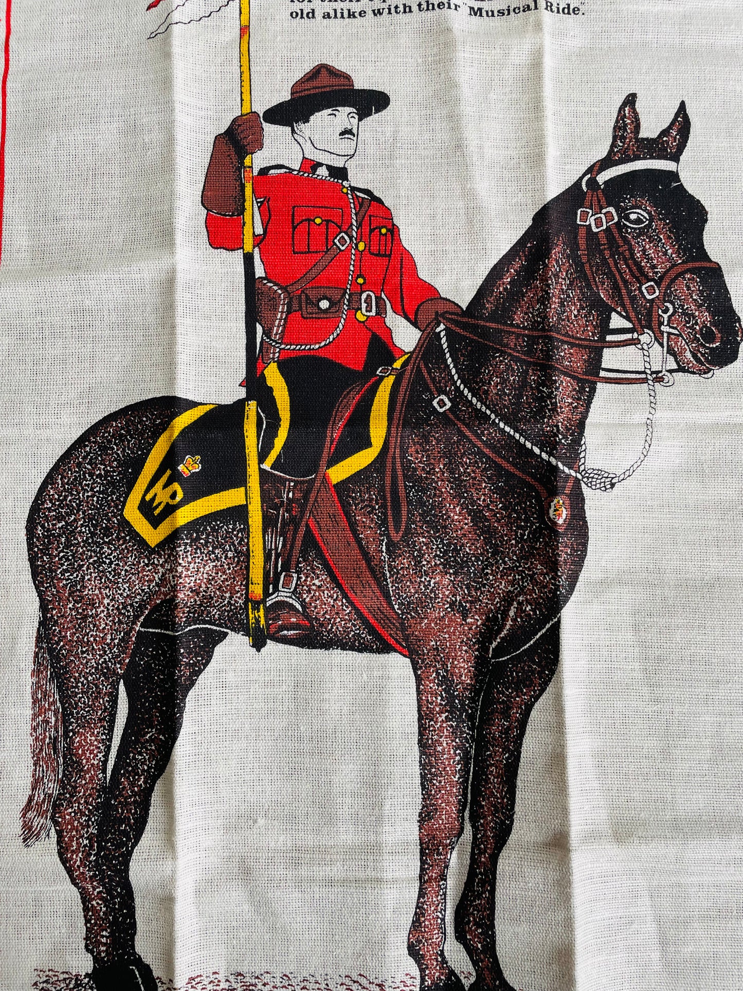 Brand New Vintage The Royal Canadian Mounted Police Linen & Cotton Blend Tea Towel - Skemo / Tony Paine - Silkscreened in Canada