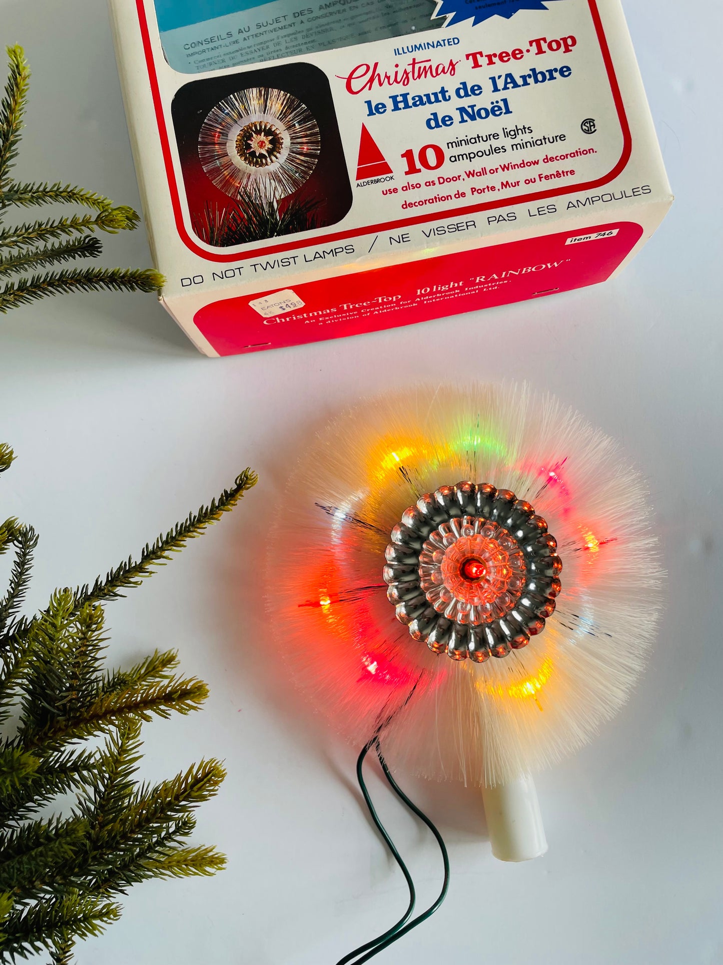 Vintage Alderbrook Industries Illuminated Fiber Optic Christmas Tree Topper - Tested / Works!