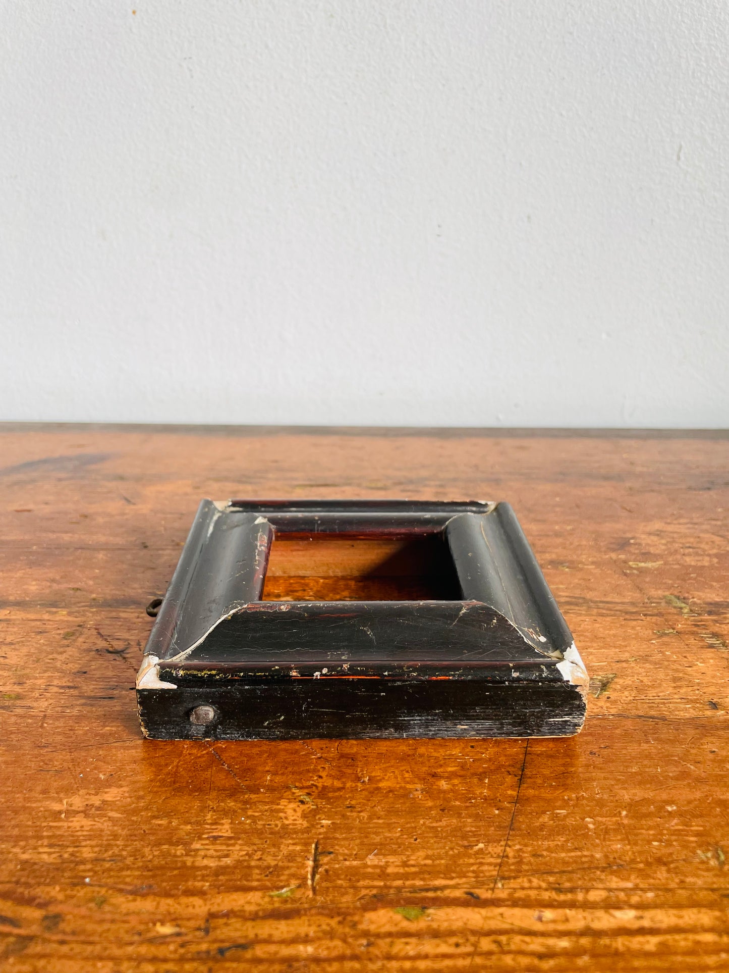 Vintage Very Old & Chippy Petite Wood Shadowbox Frame with Beautiful Aged Patina - 1.6" x 2.6" Photo Size