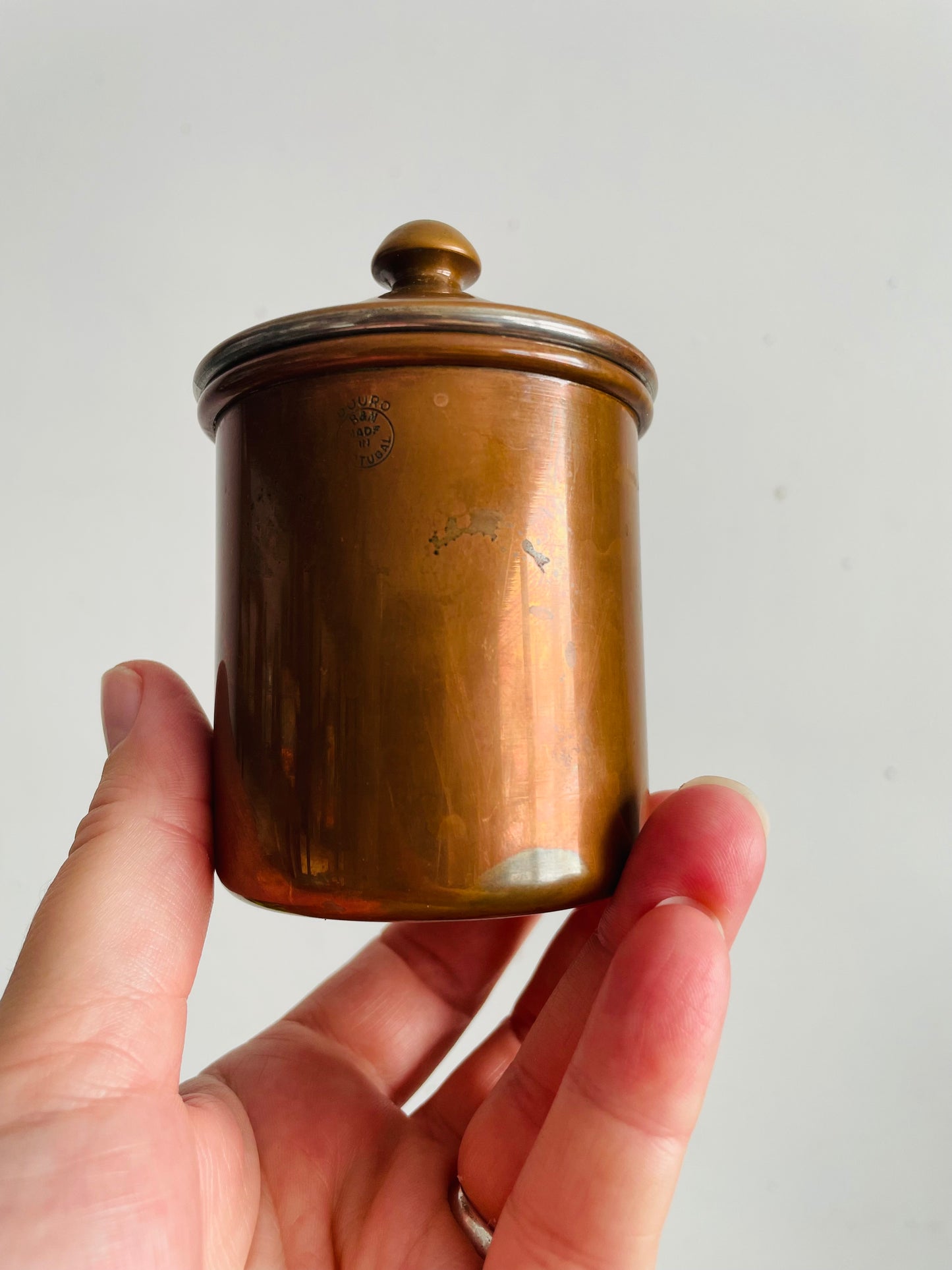 Vintage Collection of Douro B & M Mini Copper Canister Jars with Knob Handle Lids - Set of 4 - Made in Portugal