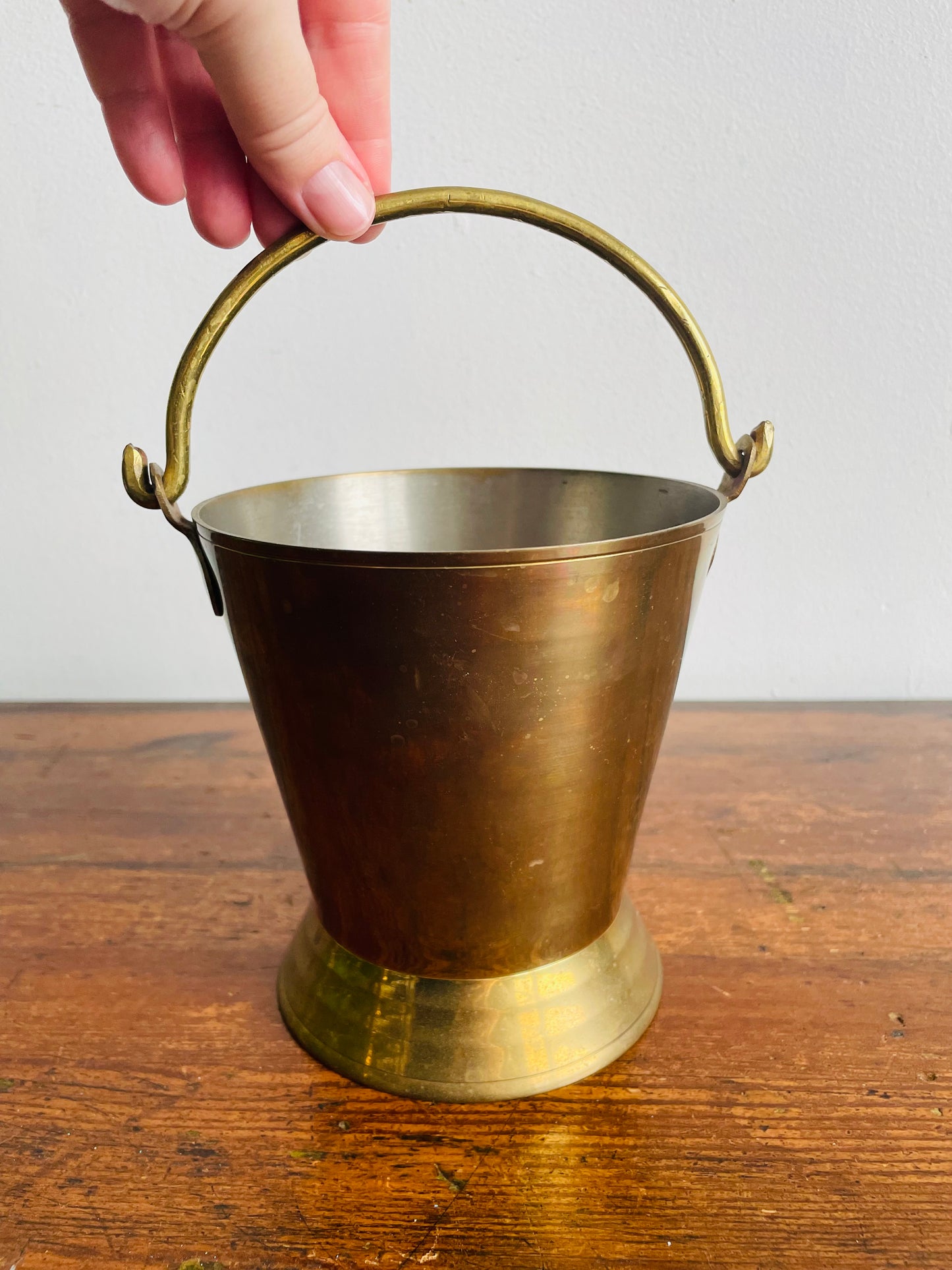 Heavy Brass Planter Pot Bucket with Handle