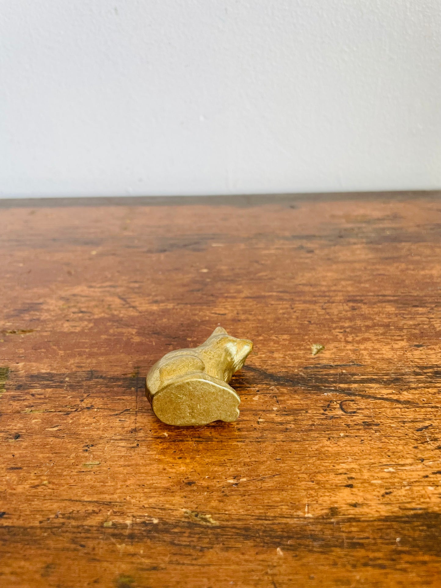 Vintage Adorable Miniature Solid Brass Fox Figurine