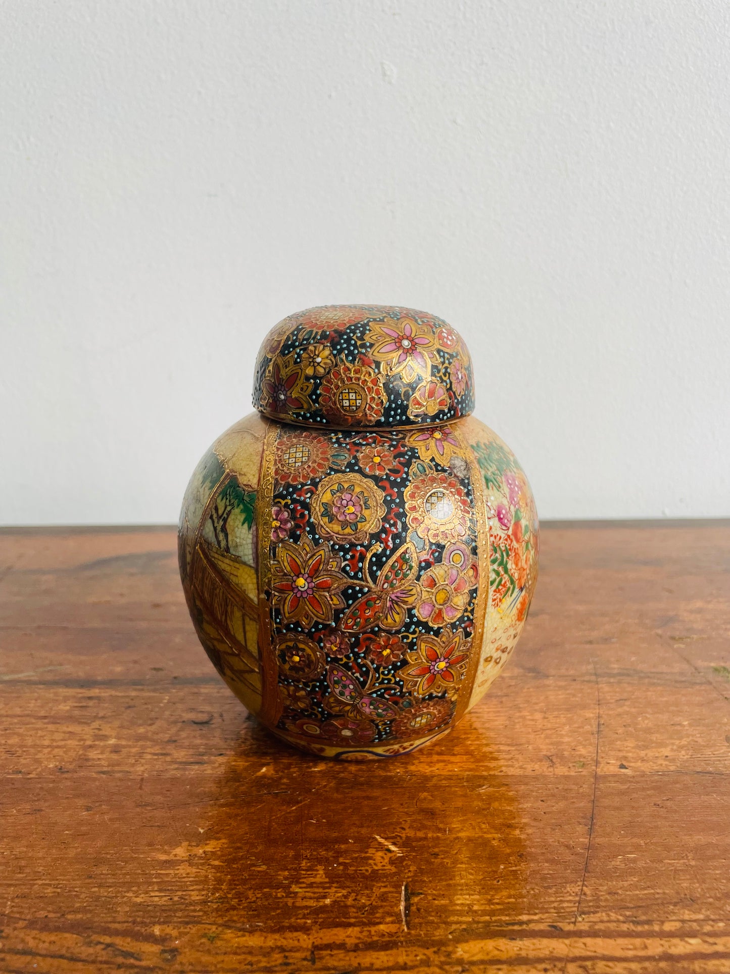 Gorgeous Japanese Satsuma Jar with Lid