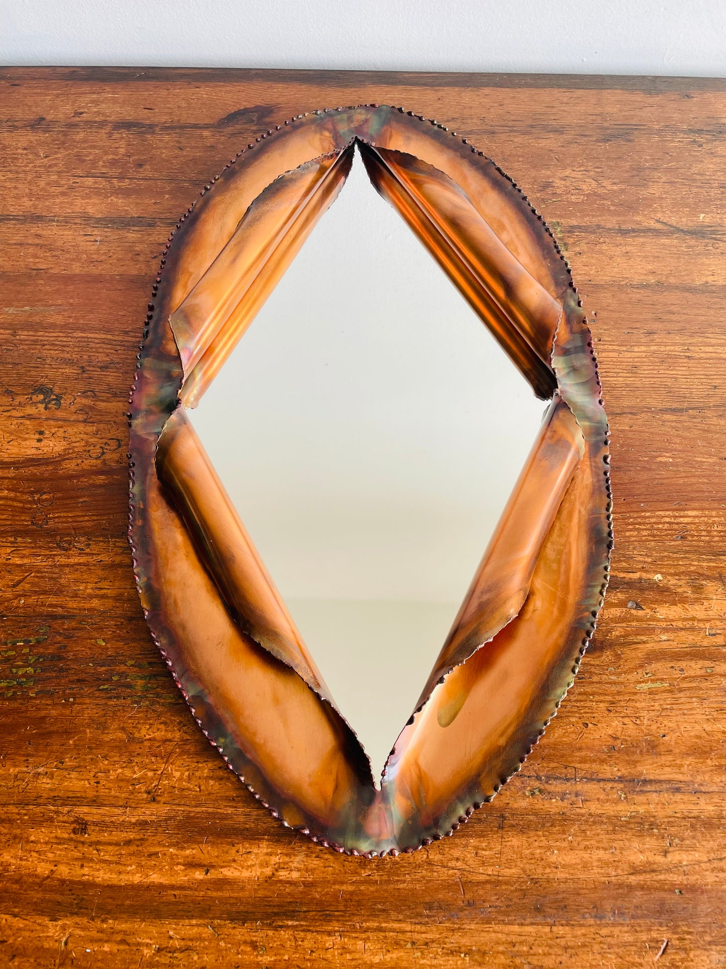 Brutalist Style Wall Mount Copper Mirror