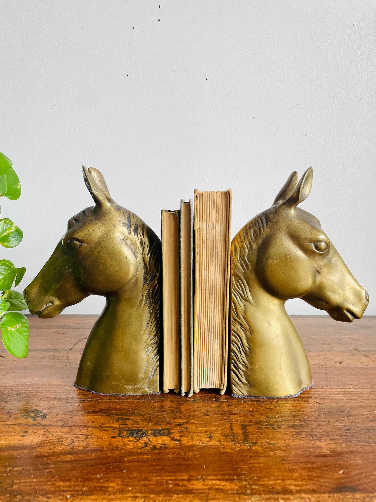 Vintage Very Solid & Heavy Brass Horse Head Bookends - Equestrian Decor - Set of 2