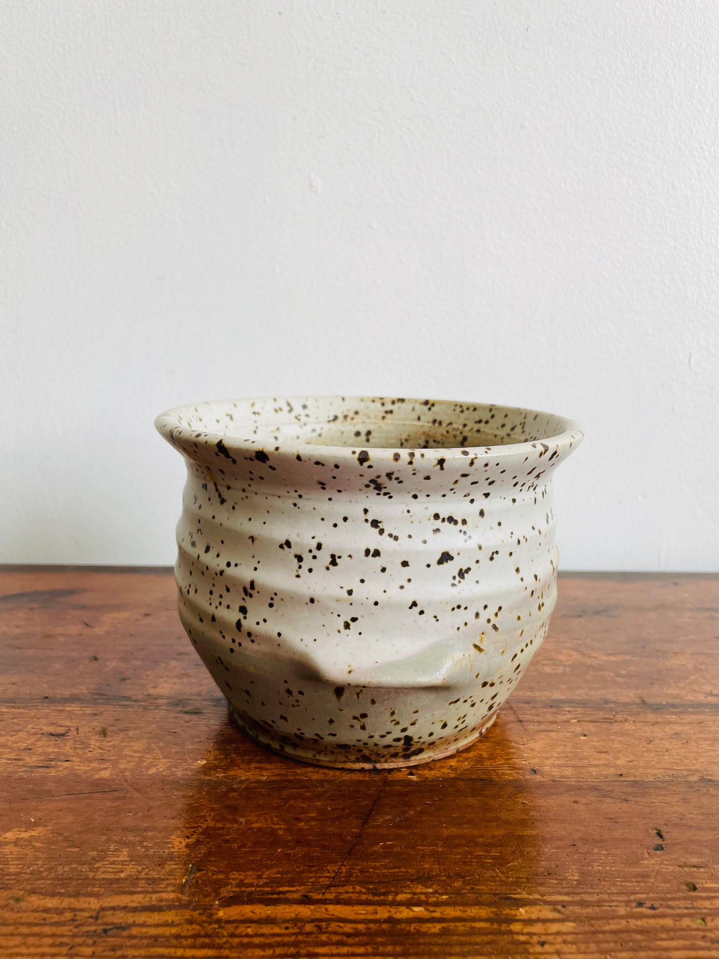 Studio Pottery Speckled Planter Pot with Groove Handles