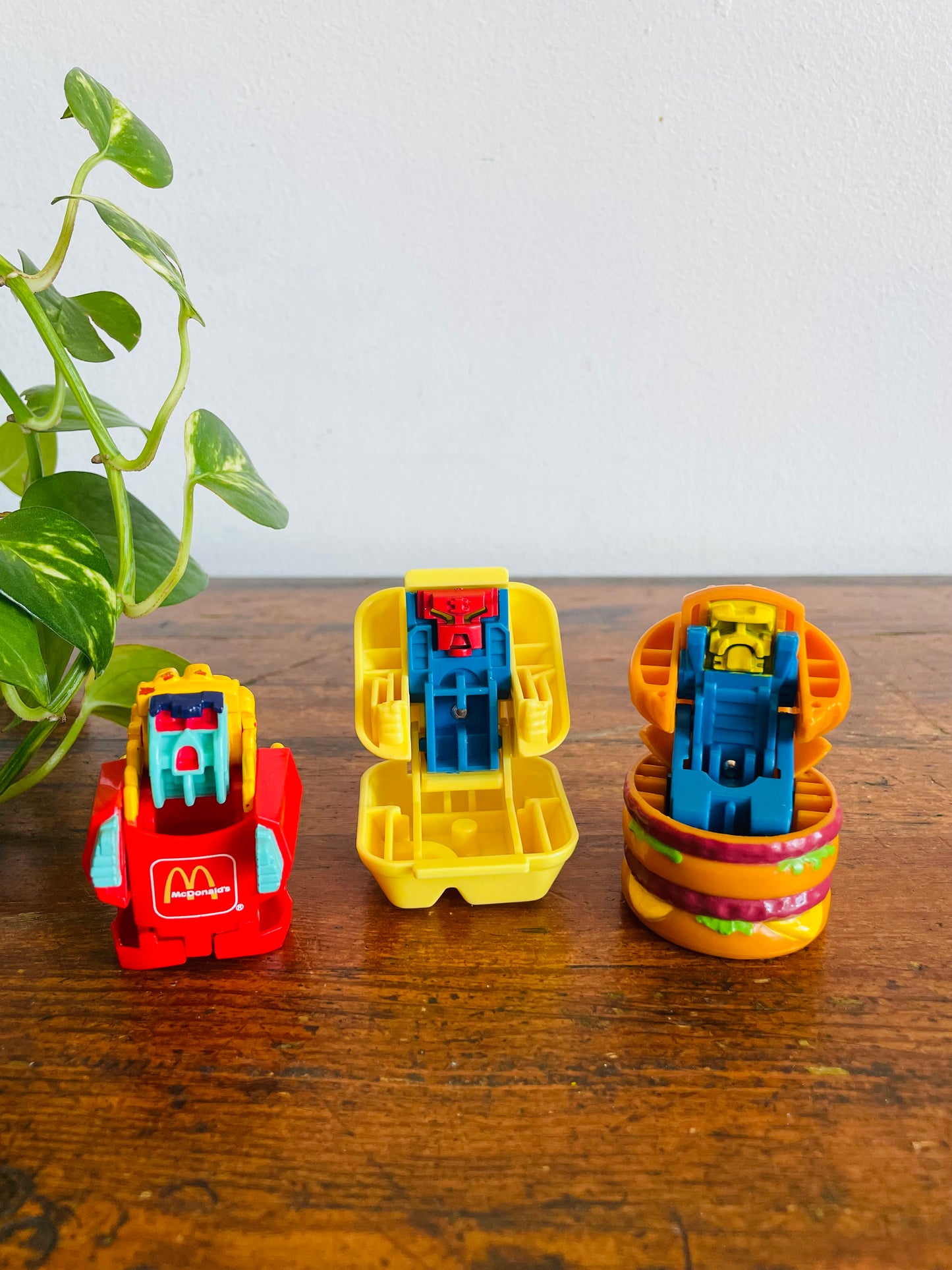 Vintage 1987 McDonald's Happy Meal Toy Bundle #1 - Changeables Transformers - Chicken McNuggets, French Fries & Big Mac - Set of 3