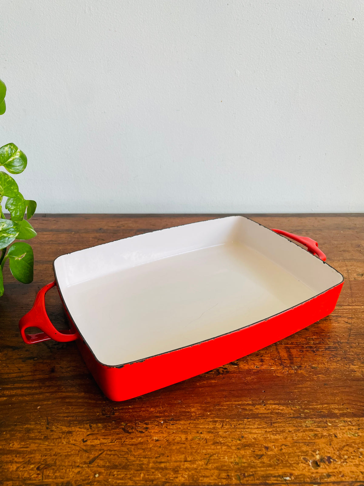 Vintage 1960s Dansk France IHQ Kobenstyle Red Enamelware Casserole / Lasagne Baking Dish - Designed by Jens H. Quistgaard