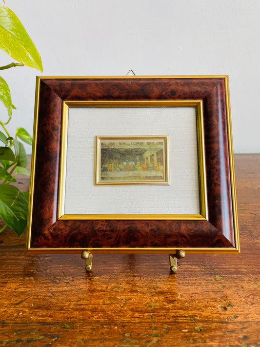 Vintage Lamina Argento 925 Hand-Pressed Chromolithograph Engraved on Satin-Finish Silver Foil Picture - The Last Supper Religious Scene  - Made in Italy