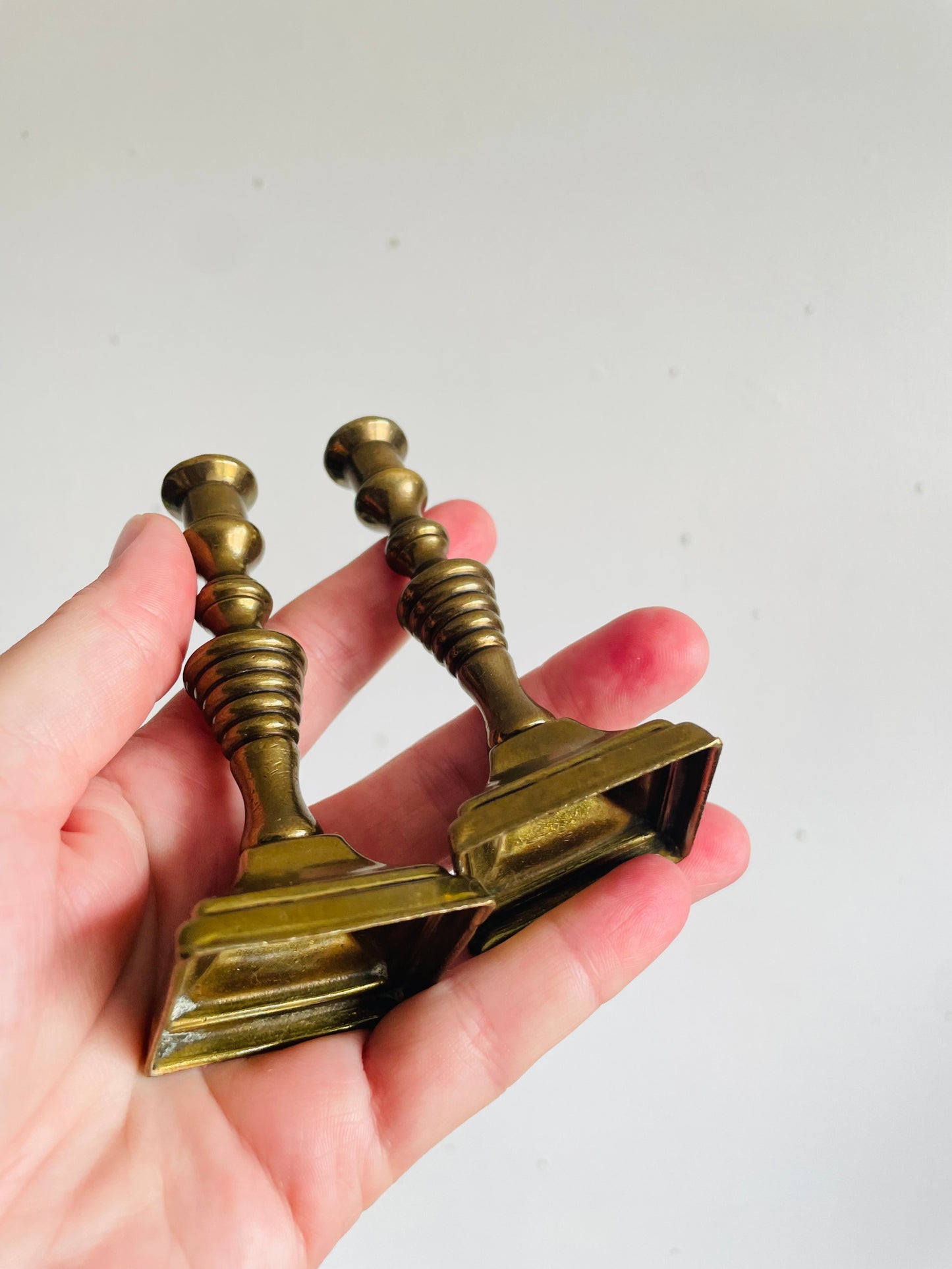 Vintage Miniature Brass Candlesticks - Set of Two