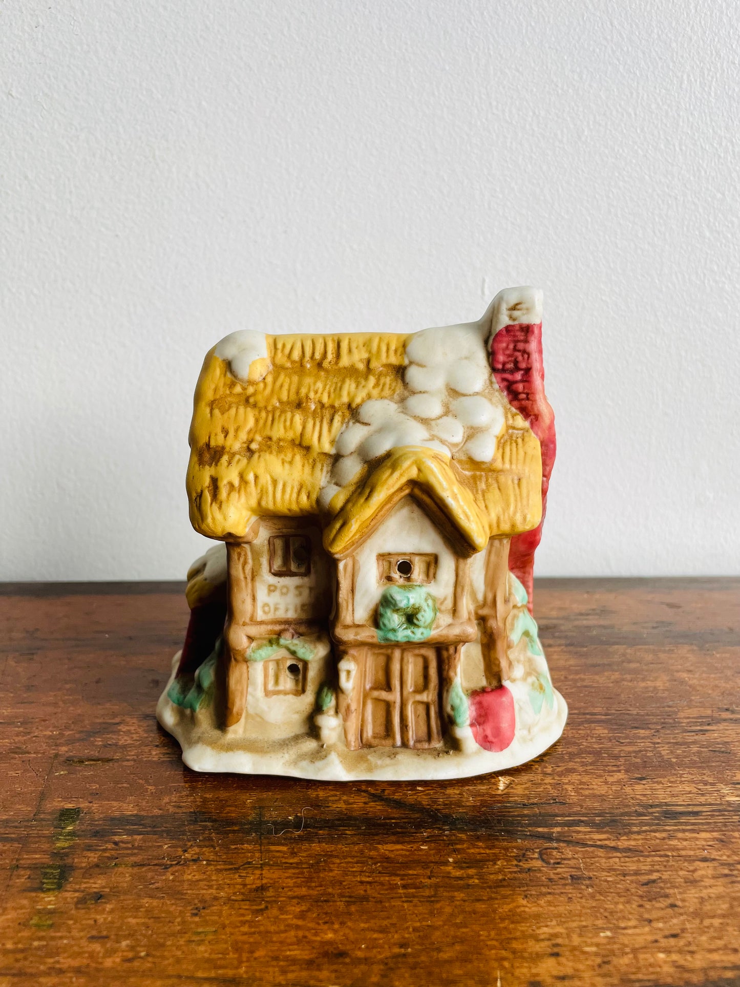 Ceramic Christmas Village Post Office House - Electric Cord & Bulb Can Be Added - Made in Taiwan