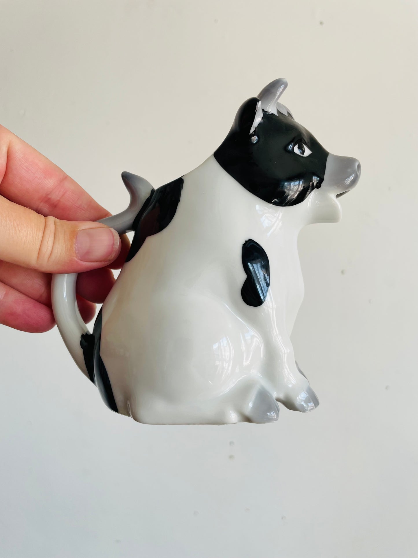 Vintage Fun Novelty Black & White Cow Creamer Milk Pitcher Jug