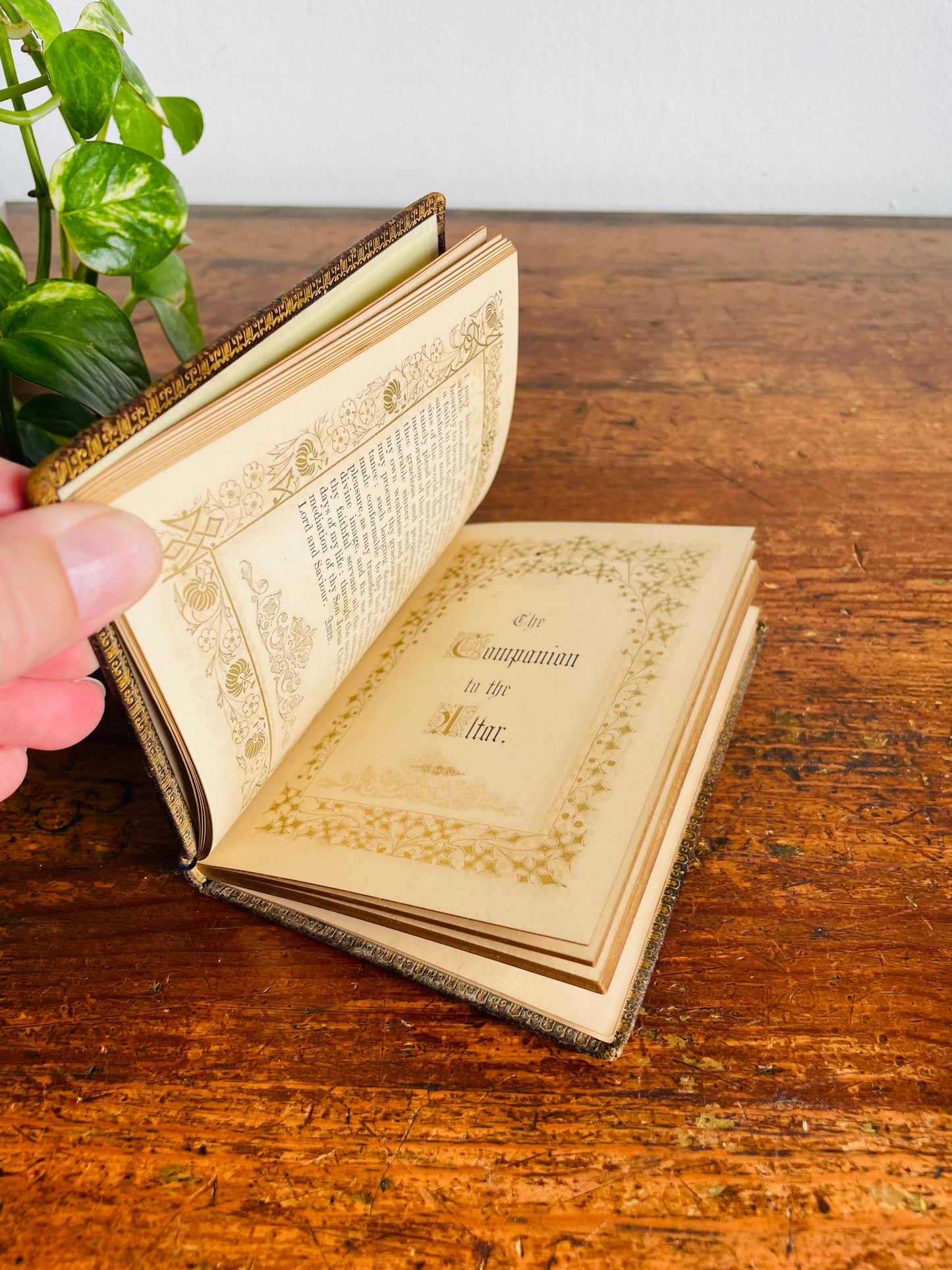 Antique 1842 The Companion to the Altar Leather Hardcover Religious Pocket Book - Containing Sacramental Prayers & Meditations - 184 Years Old!