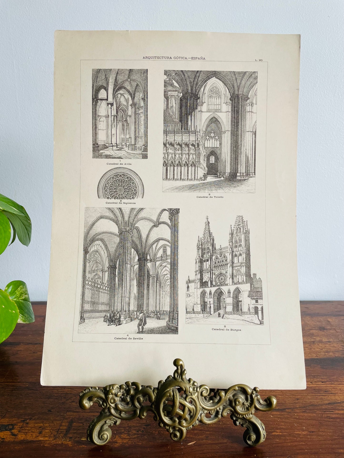 Gothic Architecture of Spain Page Print from Book # 2 - Found in Lisbon, Portugal