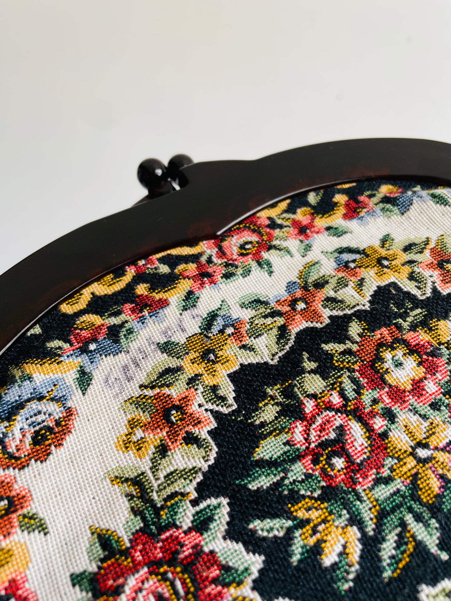 Vintage Fashion Accessory by Danielle of Canada Floral Tapestry Fabric Clutch Purse with Clasp - Handmade in Japan
