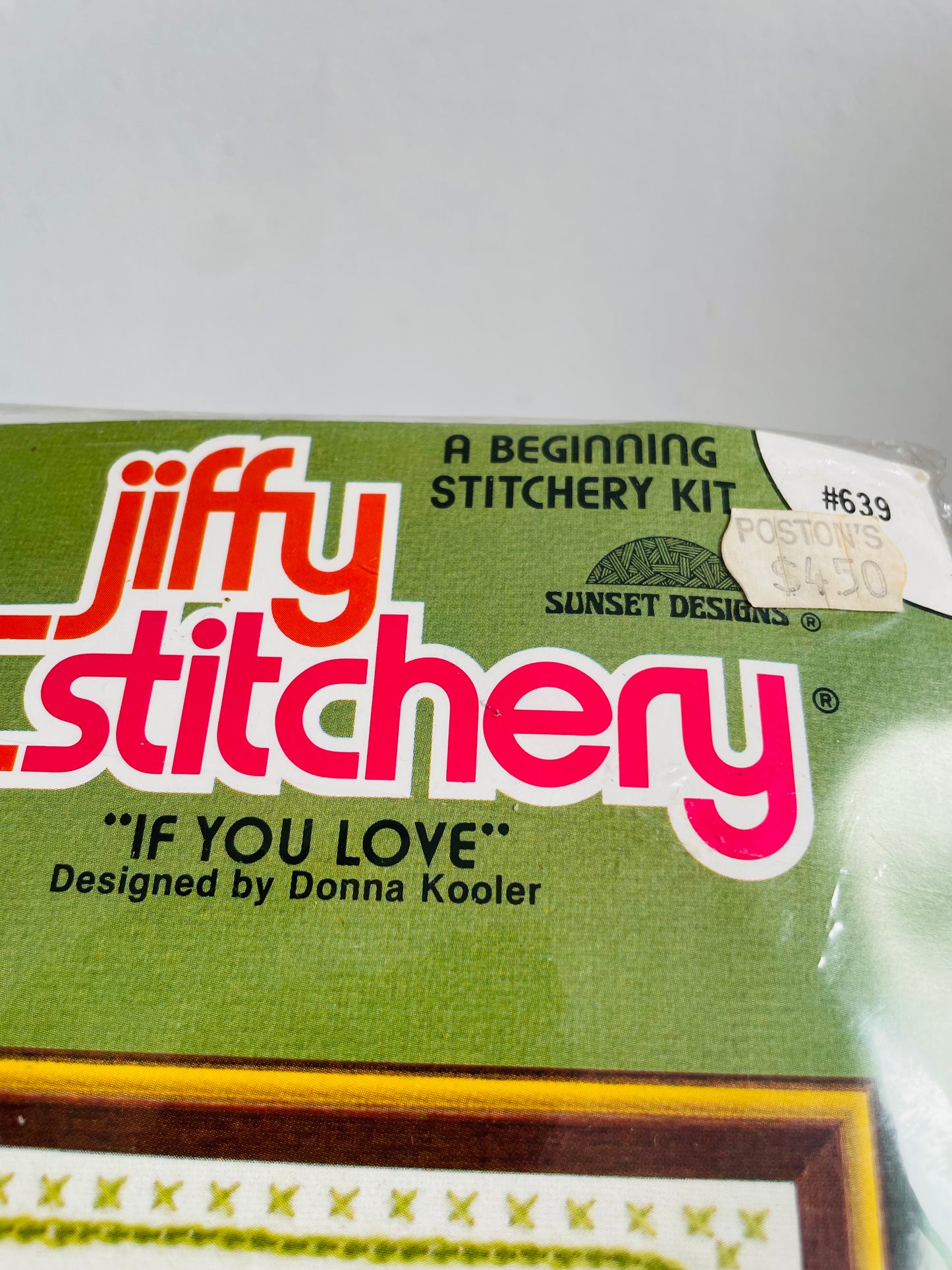 Vintage Brand New Jiffy Stitchery Sunset Designs No.639 "If You Love" Designed by Donna Kooler Needlepoint Embroidery Kit - Fits 5" x 7" Frame