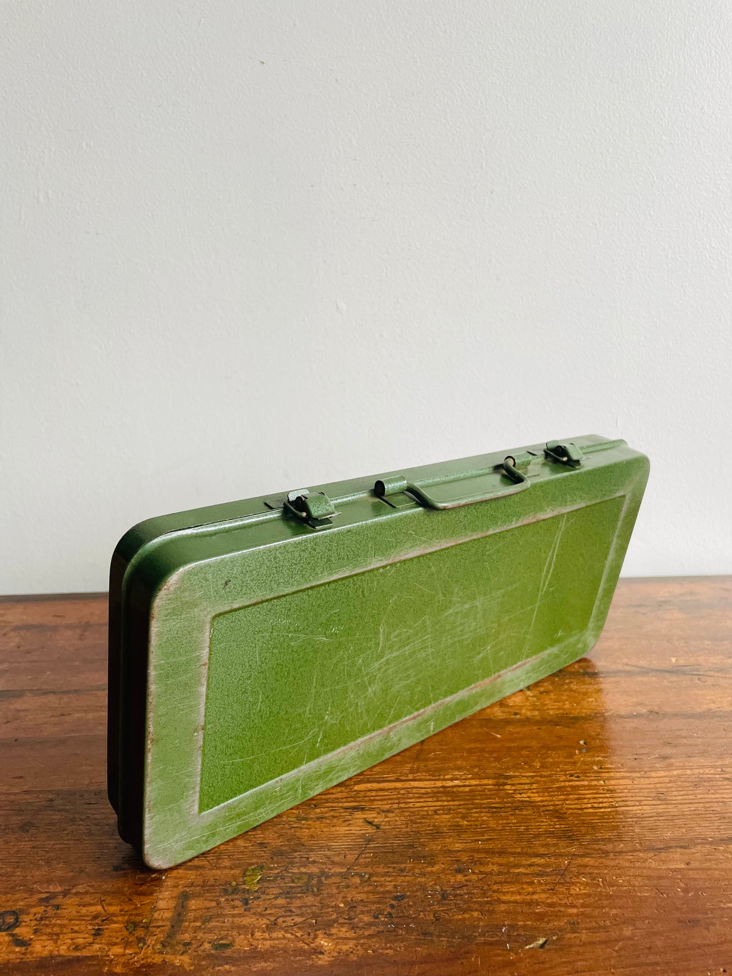 Slim Green Metal Tool Case - Originally Intended for a 40 pc. Socket Wrench Set - Made in Taiwan