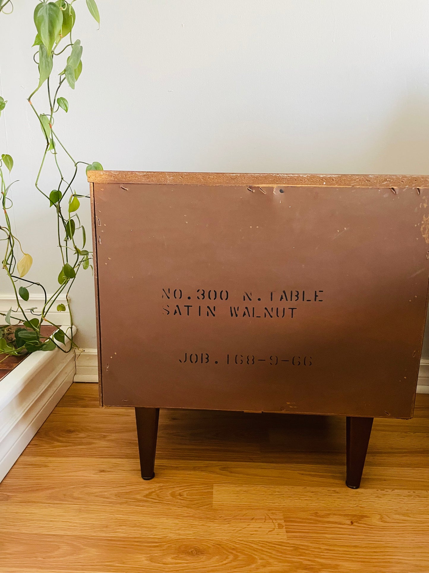 Mid-Century Modern Walnut Wood Nightstand Tables - Set of 2 - Stamped September 1966 - PICK-UP ONLY