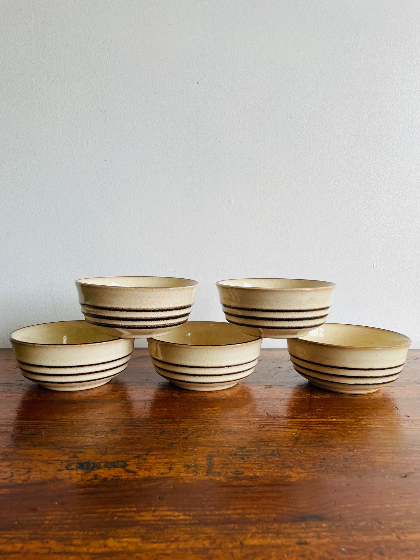 Denby Sahara Speckled Cream & Brown Soup or Cereal Bowls - Made in England - Set of 5