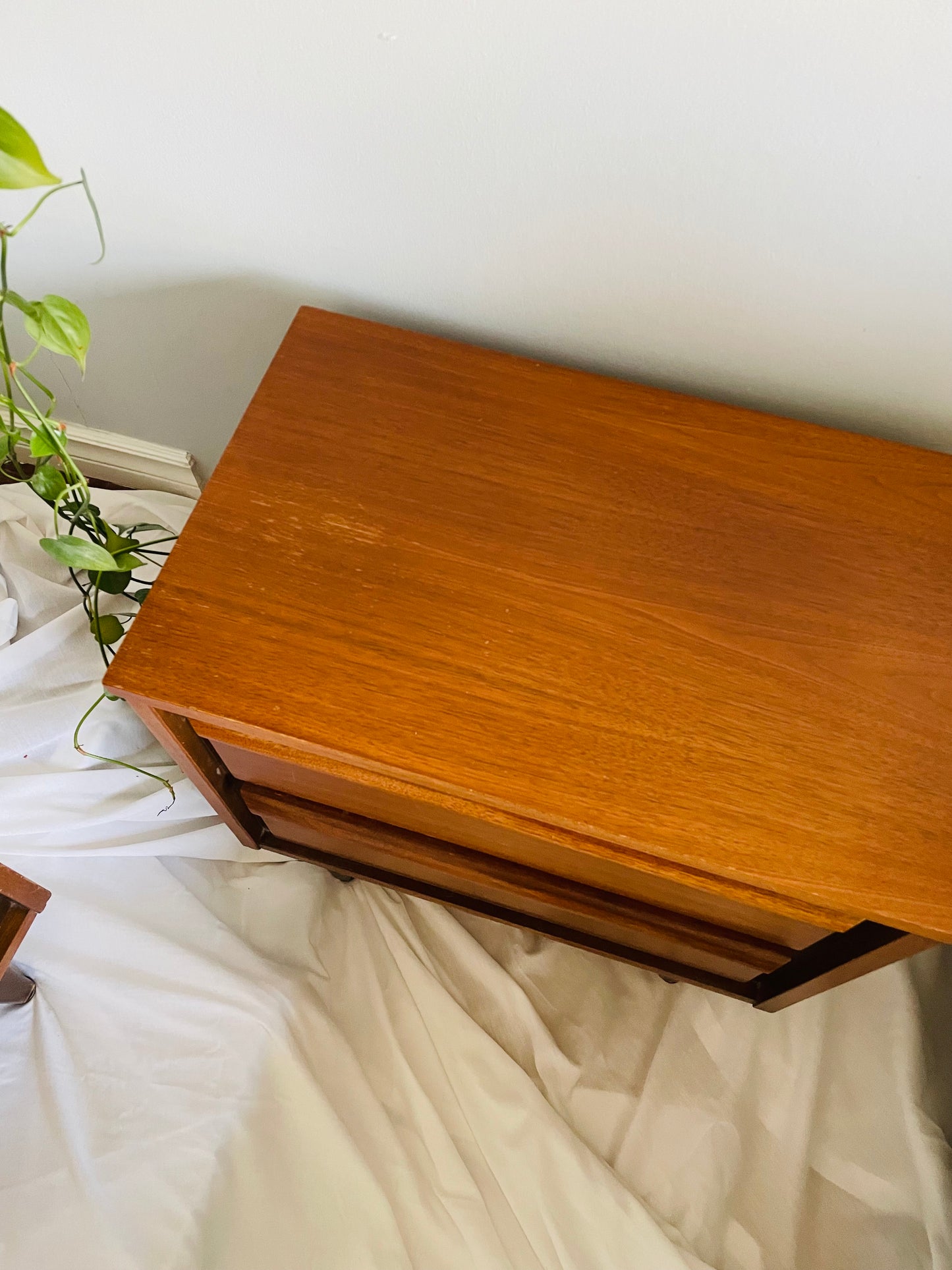 Mid-Century Modern Walnut Wood Nightstand Tables - Set of 2 - Stamped September 1966 - PICK-UP ONLY