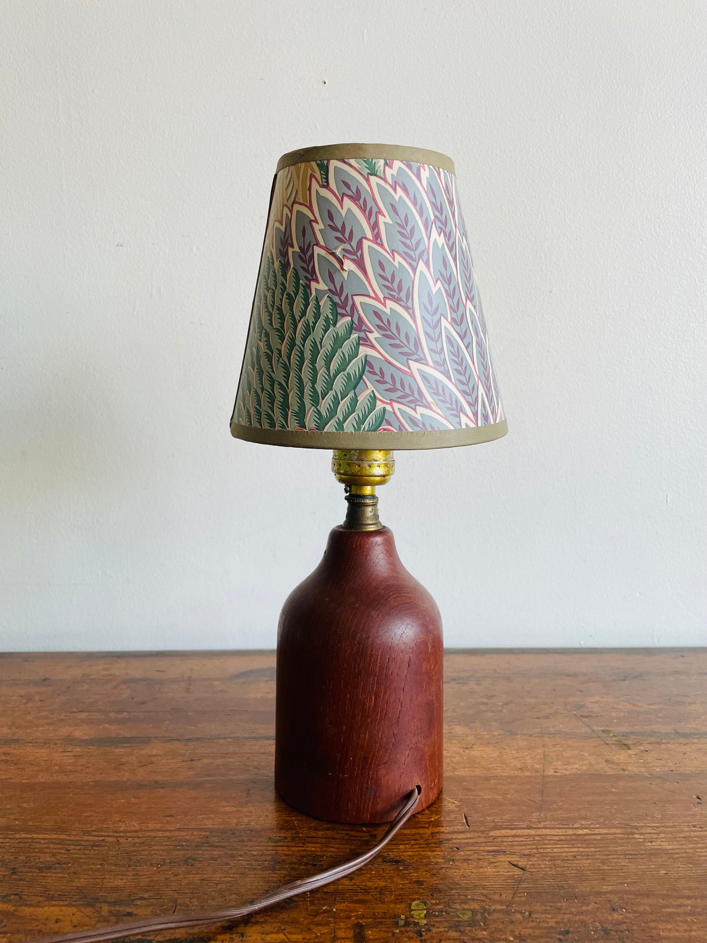 Small Mid-Century Modern Teak Wood Table Lamp