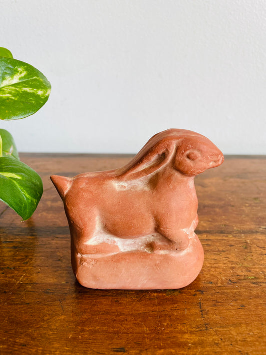 Vintage Ministry of Culture Museum Replica Figurine - Terracotta Clay Hare Rabbit Resting - Reproduction of Ancient Greek Artifact from Pella, Macedonia - Made in Greece
