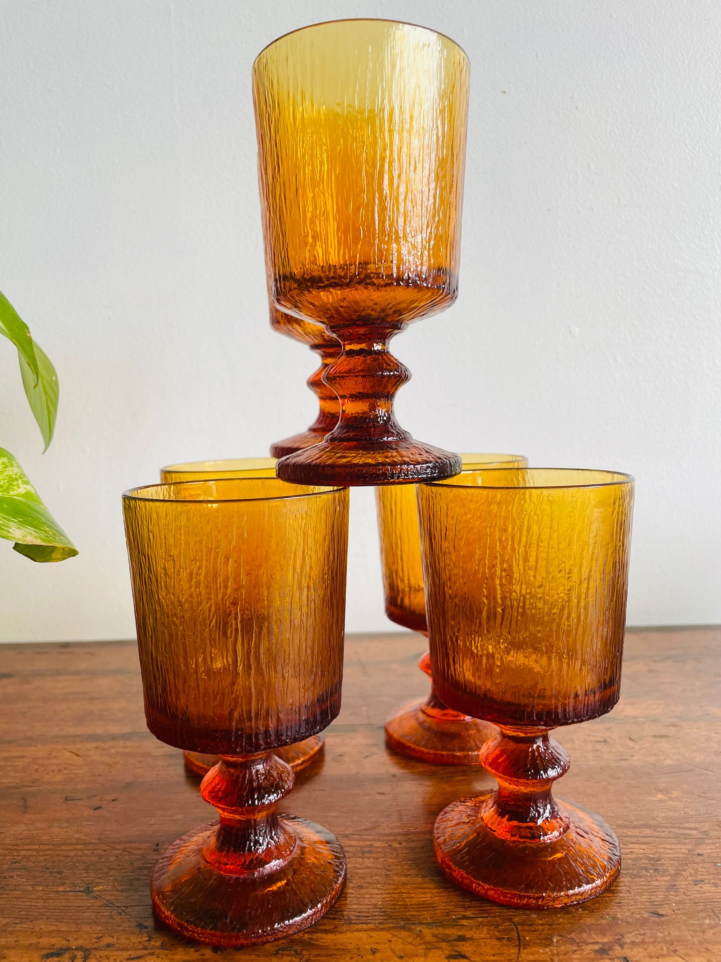 Ravenhead Siesta Amber Glass 5.5" Goblets - Set of 6