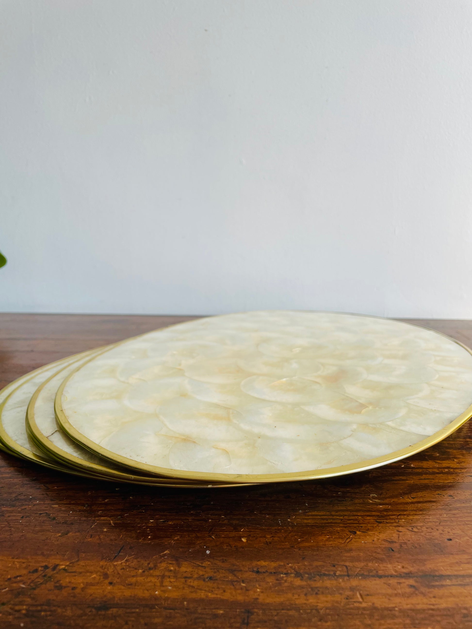 Full Size Genuine Capiz Shell Oval Placemats with Cork Backing by Shel