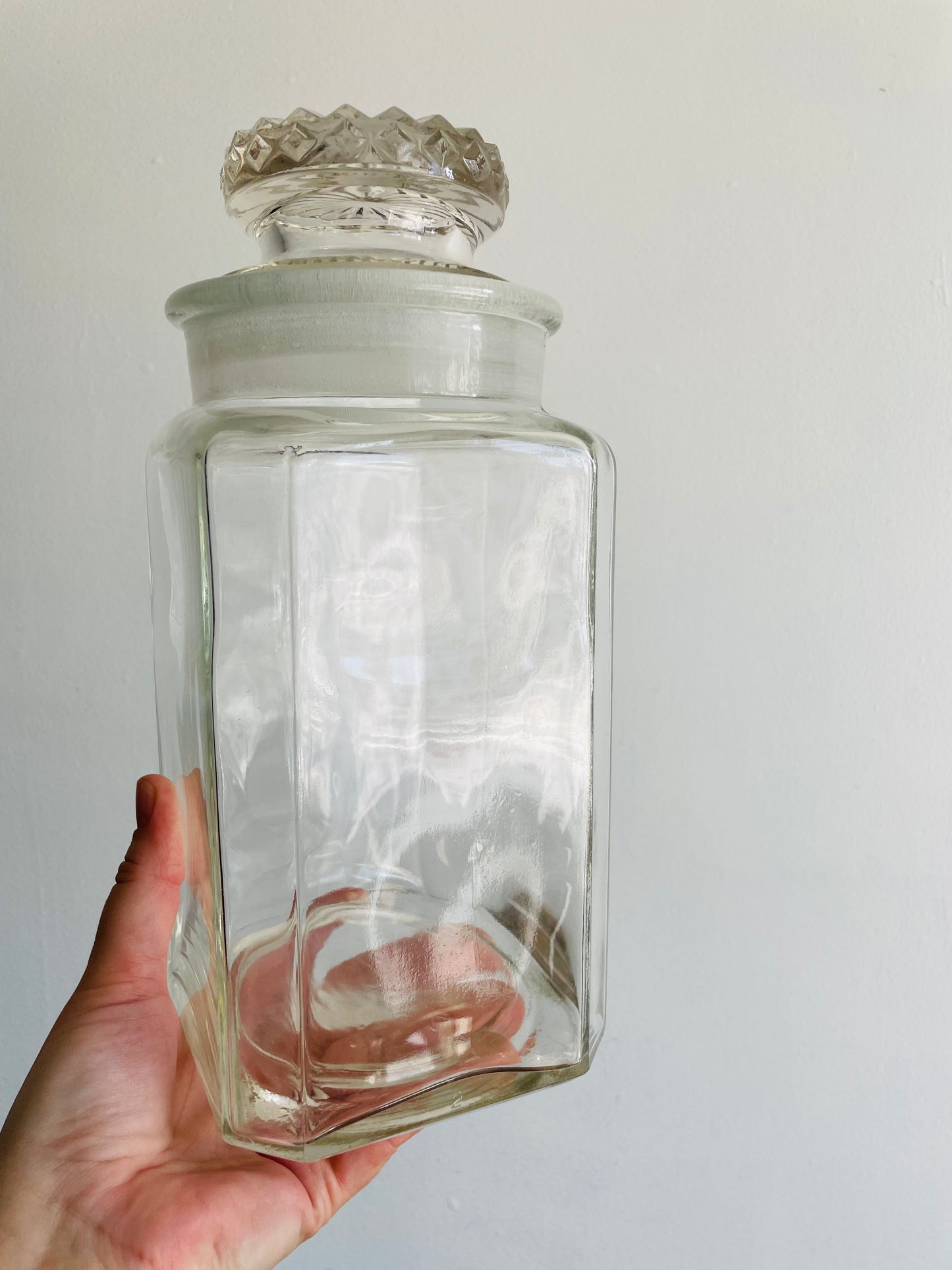 Giant Heavy & Solid Clear Glass Pharmacy or Candy Store Apothecary Jar with Lid