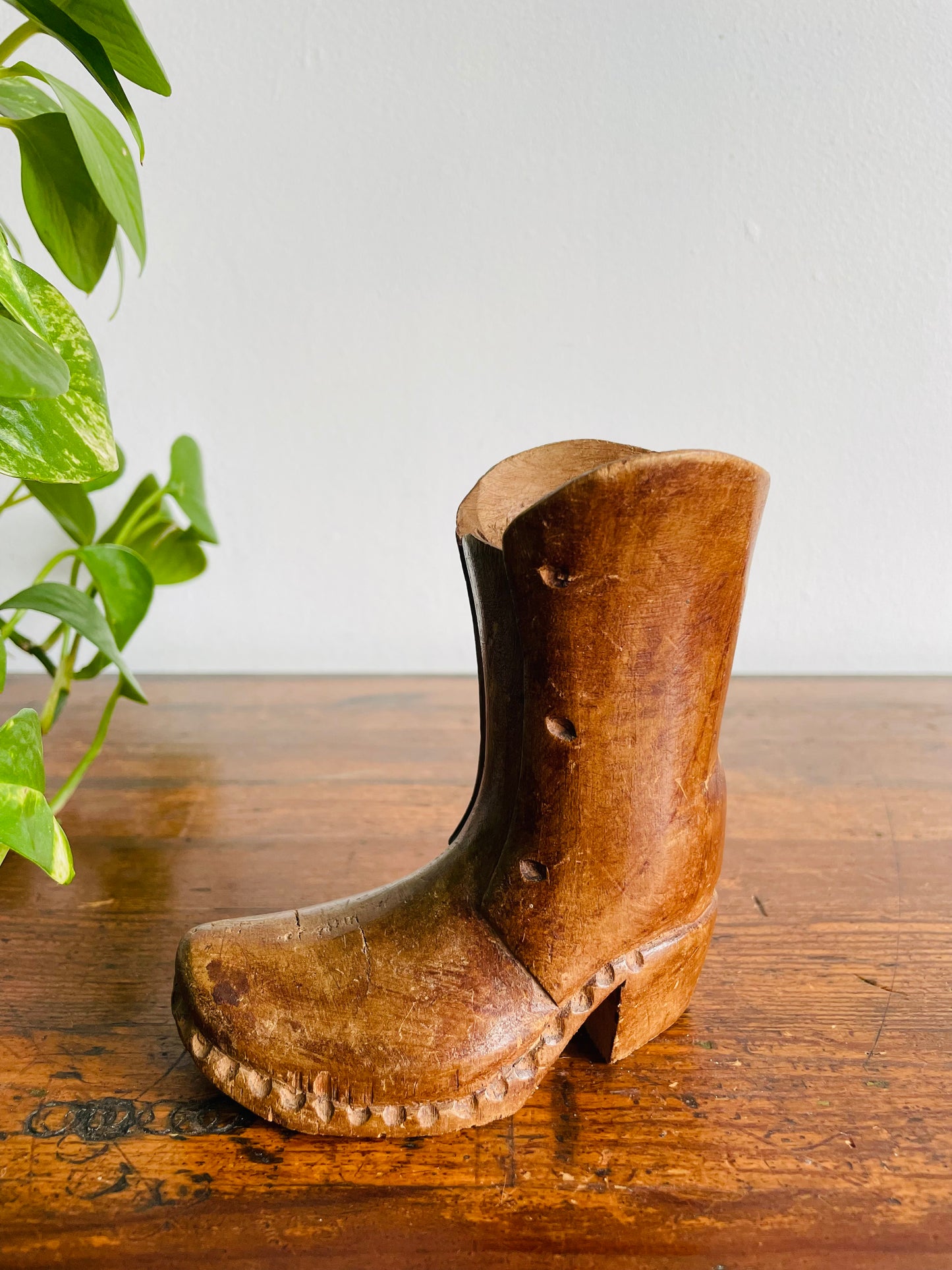 Handmade Wooden Boot Shoe - Carved From a Single Piece of Wood!