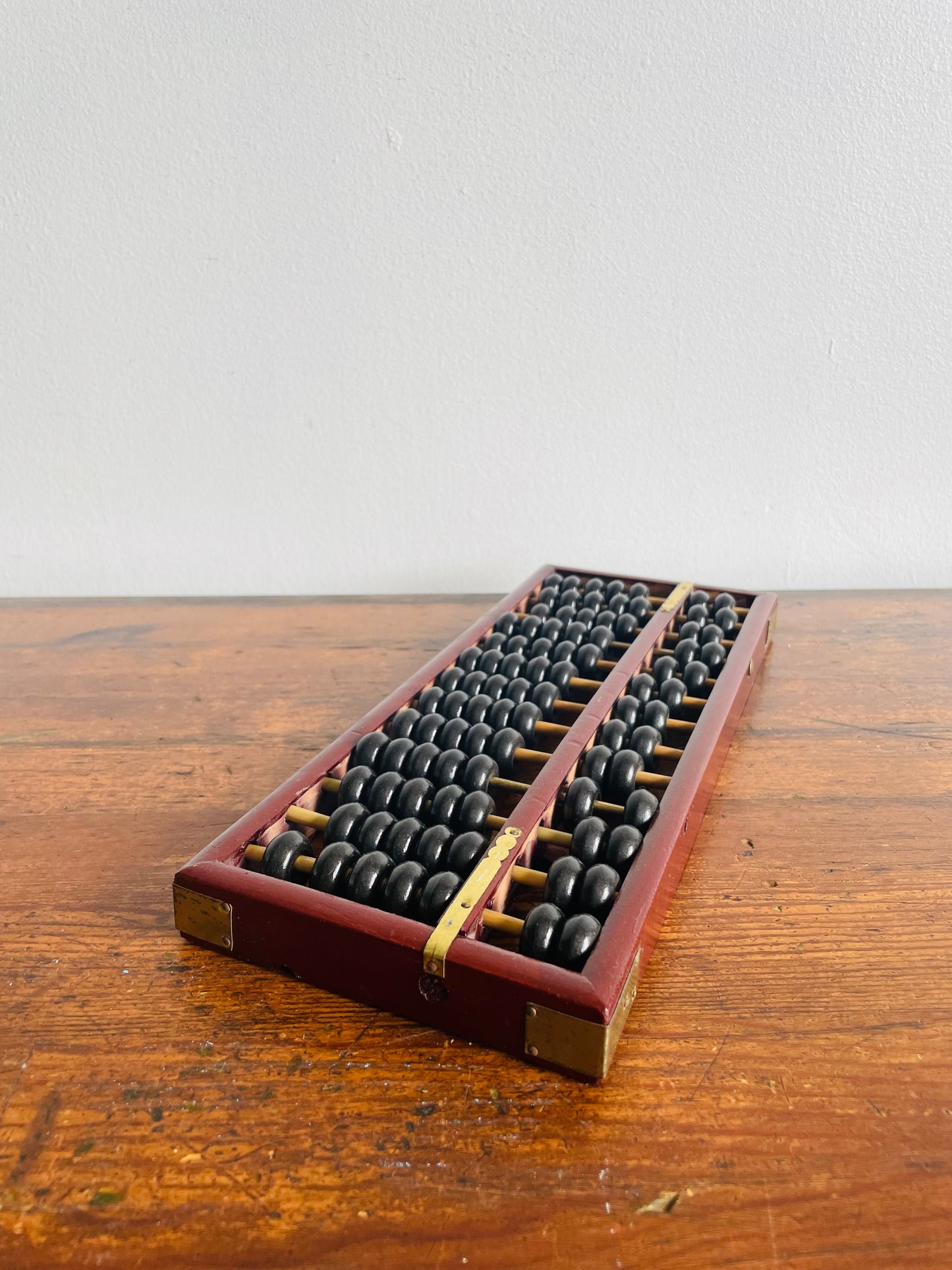 Wood Abacus Counting Beads with Frame & Brass Hardware