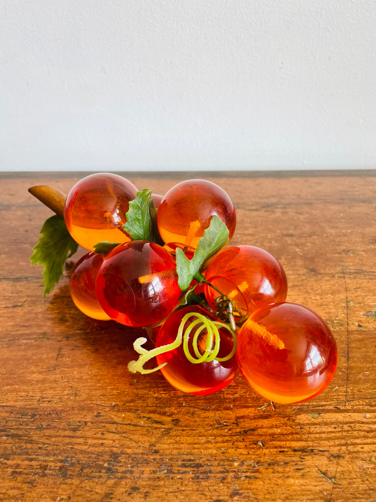 Vintage Mid-Century Modern Orange Amber Lucite Cluster of Grapes