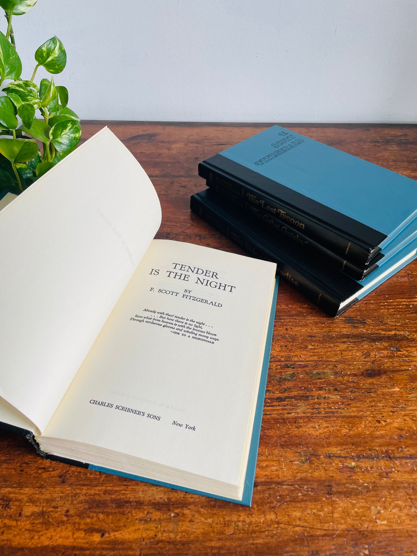 Vintage Collection of F. Scott Fitzgerald Hardcover Books - Set of 4 - The Great Gatsby, The Last Tycoon, Tender Is The Night, This Side of Paradise