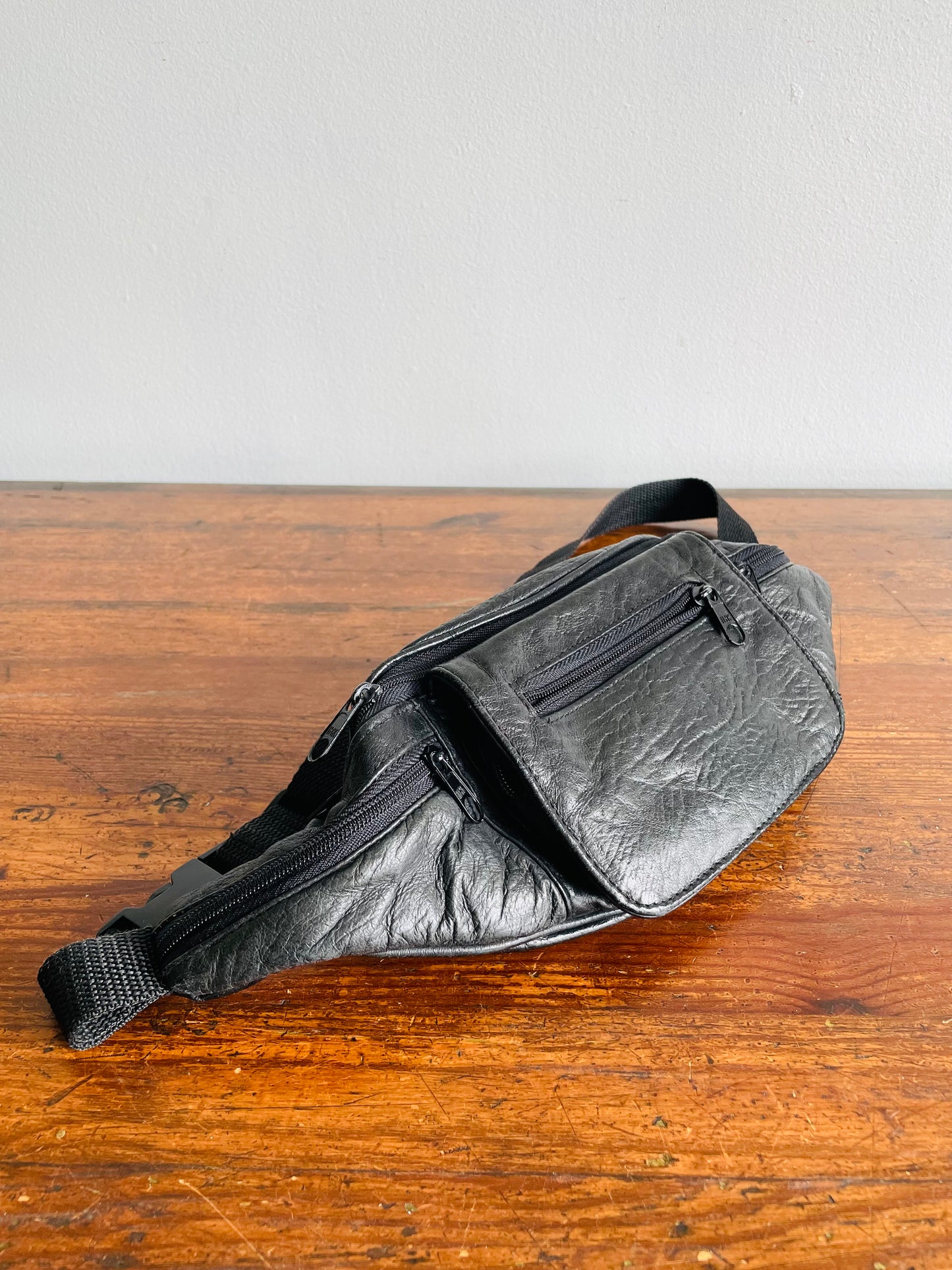 Black Belt Waist Pouch with Multiple Compartments