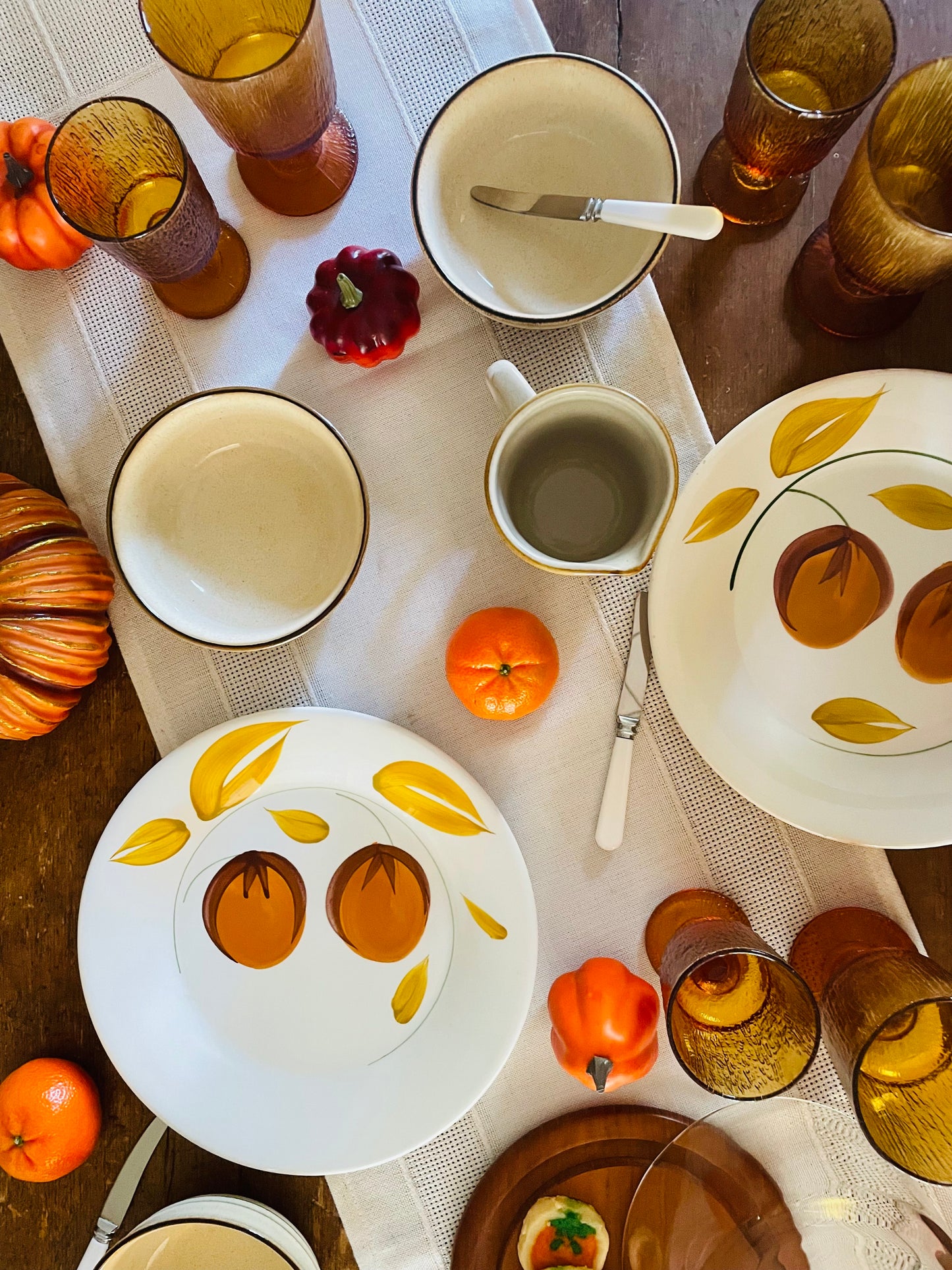 Ceramica San Marciano Hand Painted in Italy Orange Fruit Dinner Plates - Set of 4